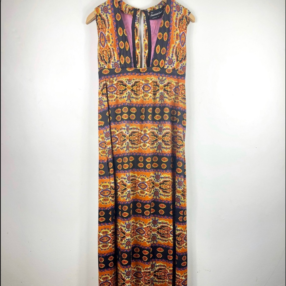 Vintage 60s 70s maxi dress retro orange mid century glamour cute